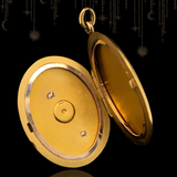 14K Edwardian Diamond & Violet Enamel Locket