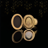 18K French Victorian Onyx Intaglio Viscount/Viscountess Monogram JL/LJ Locket Ring