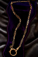 18K French Victorian Large Bolt Ring Watch Chain 14.25"