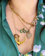 15K French Victorian Ruby & Pearl Snake Crescent Necklace