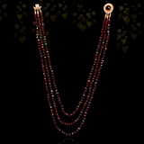 14K Dutch Victorian Three Strand Faceted Beaded Garnet Necklace with Filigree Clasp 15.5" to 18.5"