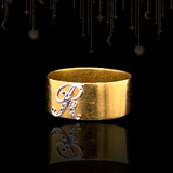 18K French Victorian Diamond Initial R Ring