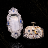 18K & Platinum American Art Deco Croton Diamond & Sapphire Watch Ring