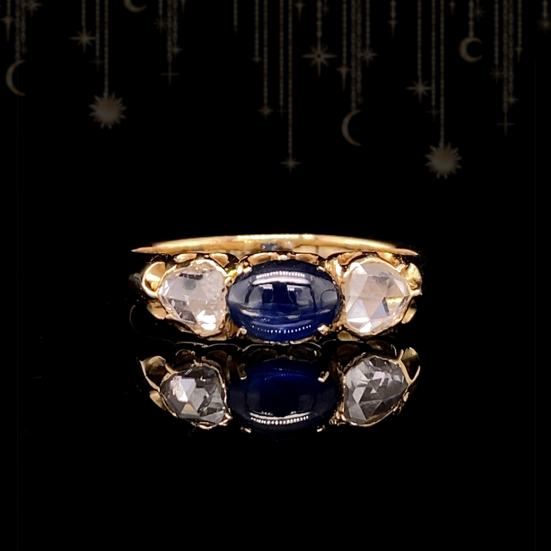 Sold on Layaway | 10K Victorian Diamond & Sapphire Three Stone Ring