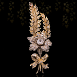 18K French Victorian Diamond Floral Spray Bouquet Brooch