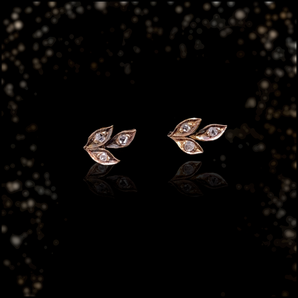 18K Dutch Victorian Diamond Leaf Earrings