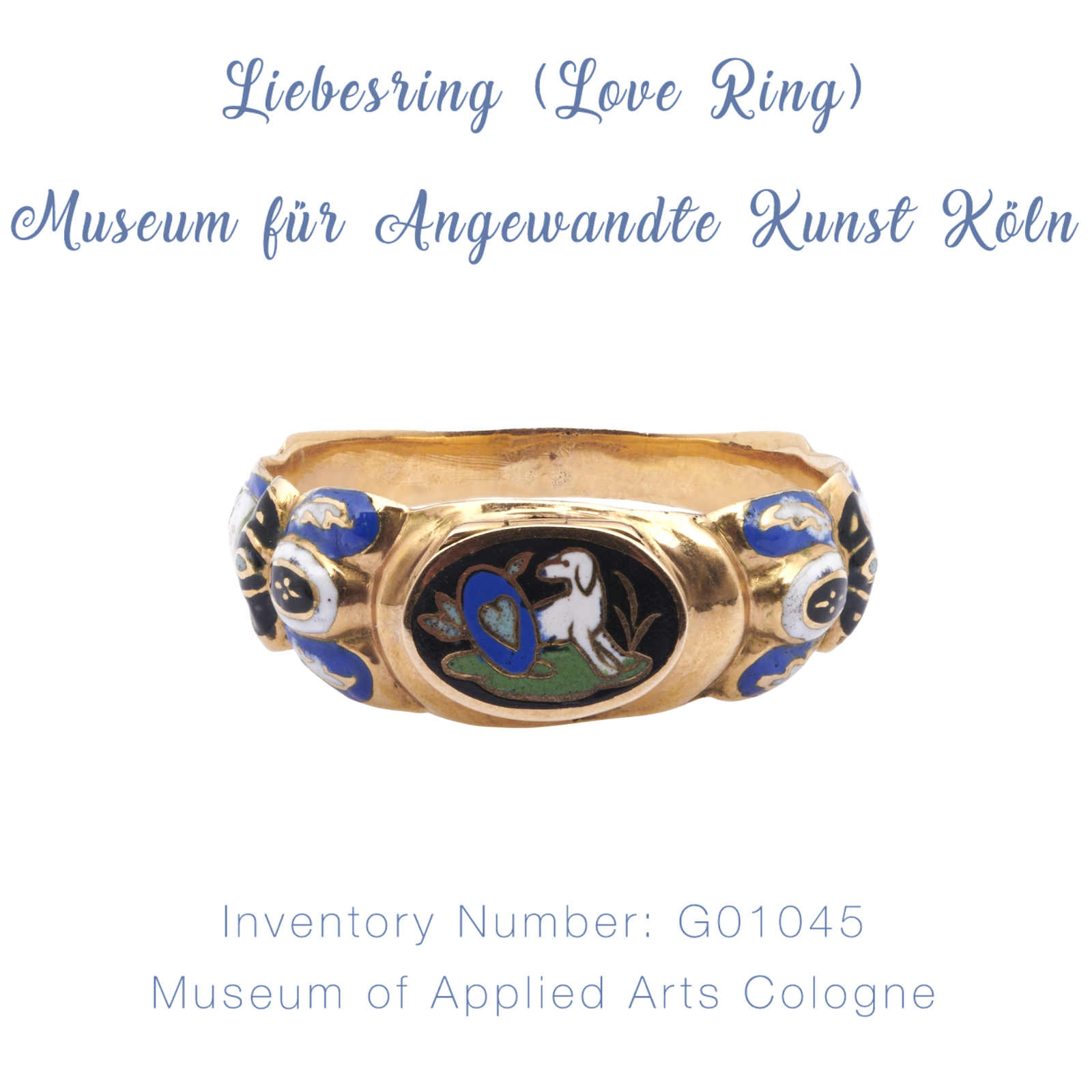 18K Georgian Fidelity Dog, Heart & Angel Enamel Poison Ring – Lace