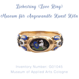 18K Georgian Fidelity Dog, Heart & Angel Enamel Poison Ring
