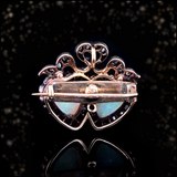 18K & Silver Victorian Diamond & Opal Crowned Double Heart Brooch-Pendant (With Detachable Brooch Pin)