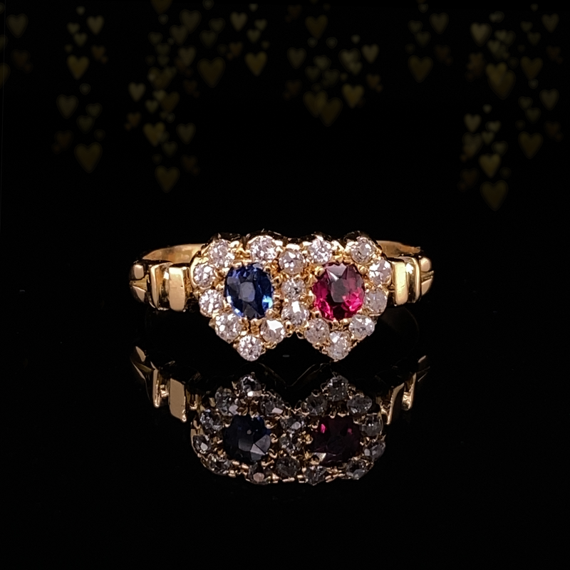 Double heart ring with diamonds deals