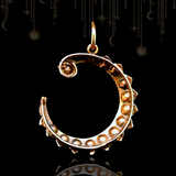 14K Dutch Victorian Diamond Crescent Pendant