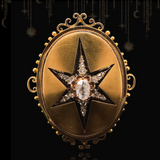 14K Dutch Victorian Diamond Star Locket-Brooch