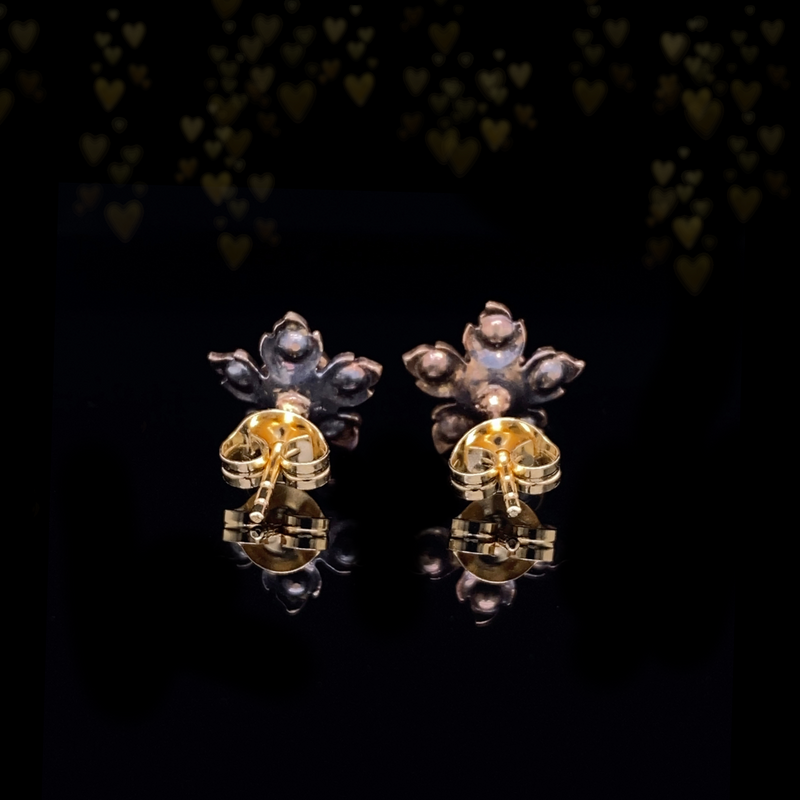 18K Dutch Victorian Diamond Flower Earrings