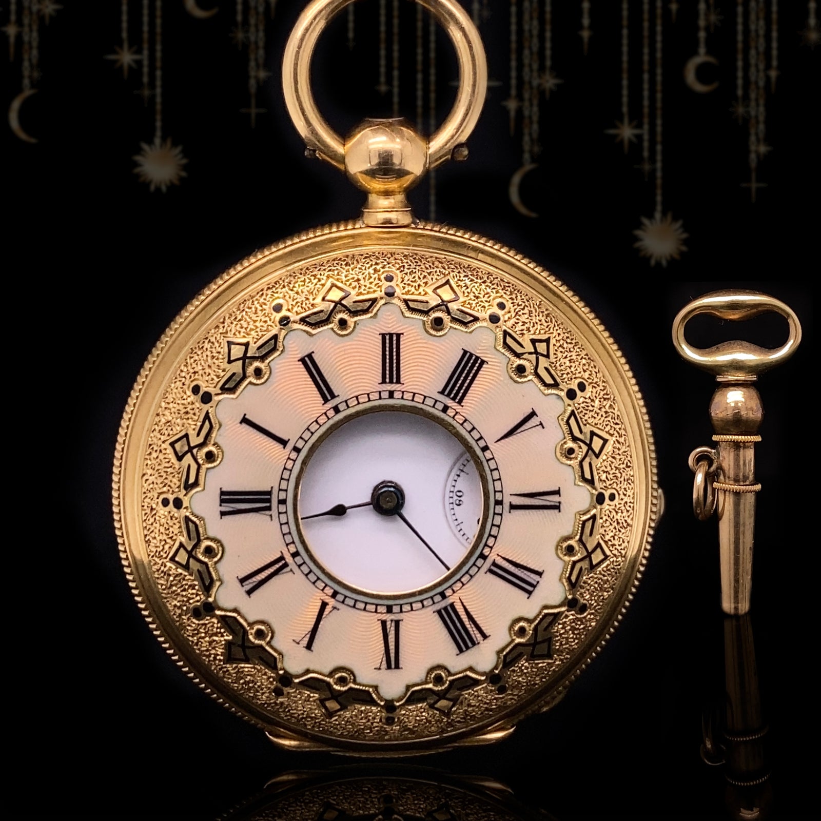 18K Swiss Victorian Jeanjaquet Frères Flower Bouquet Guilloche