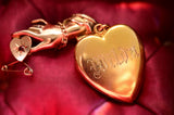 14K Victorian Diamond Starburst Heart Locket with Engraved "Milda" On Reverse