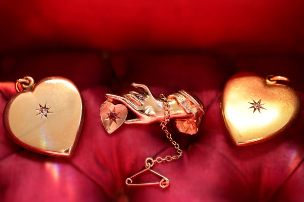 14K Victorian Diamond Starburst Heart Locket