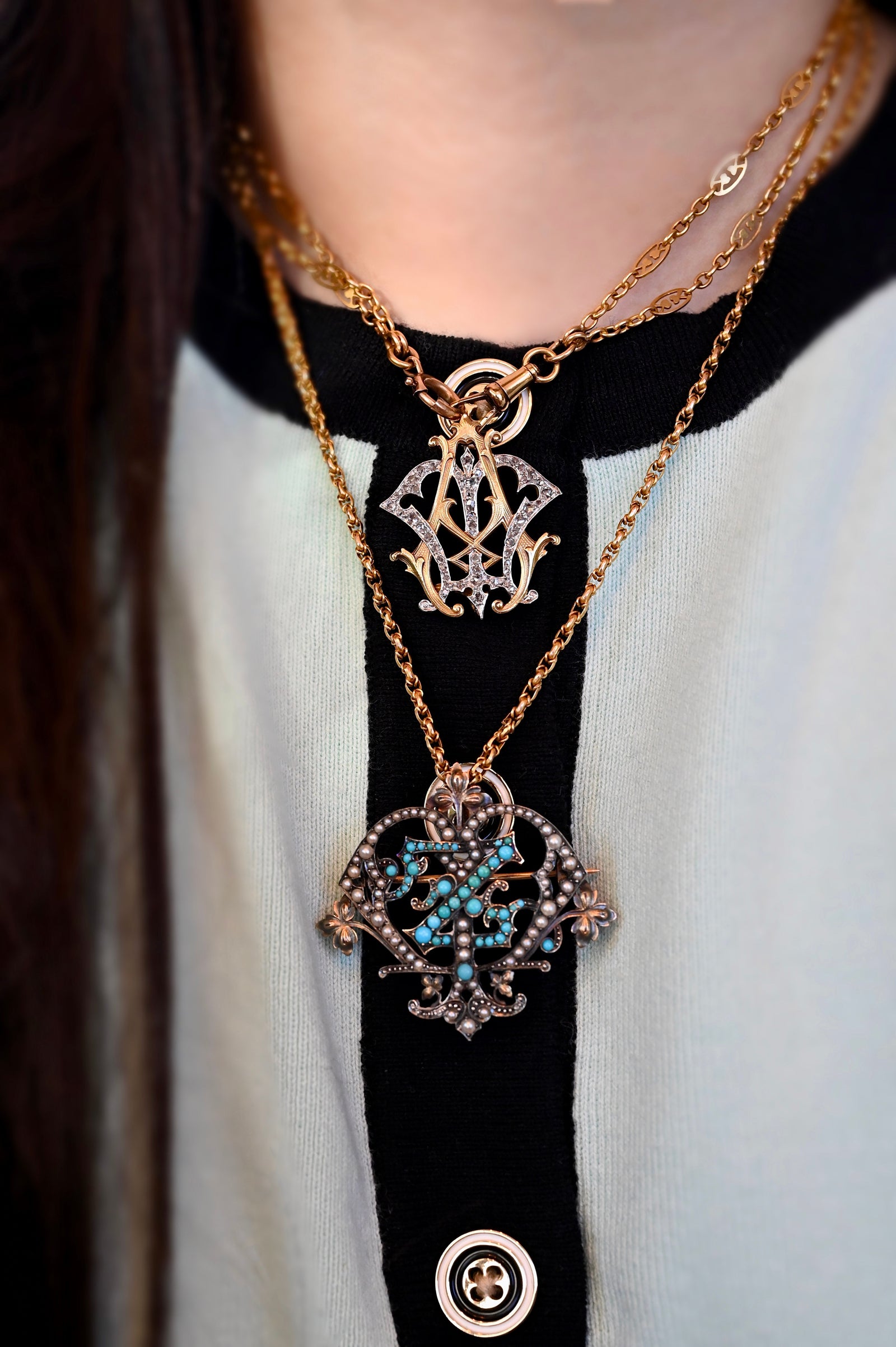 18K & Silver Austrian-Hungarian Victorian Turquoise & Pearl