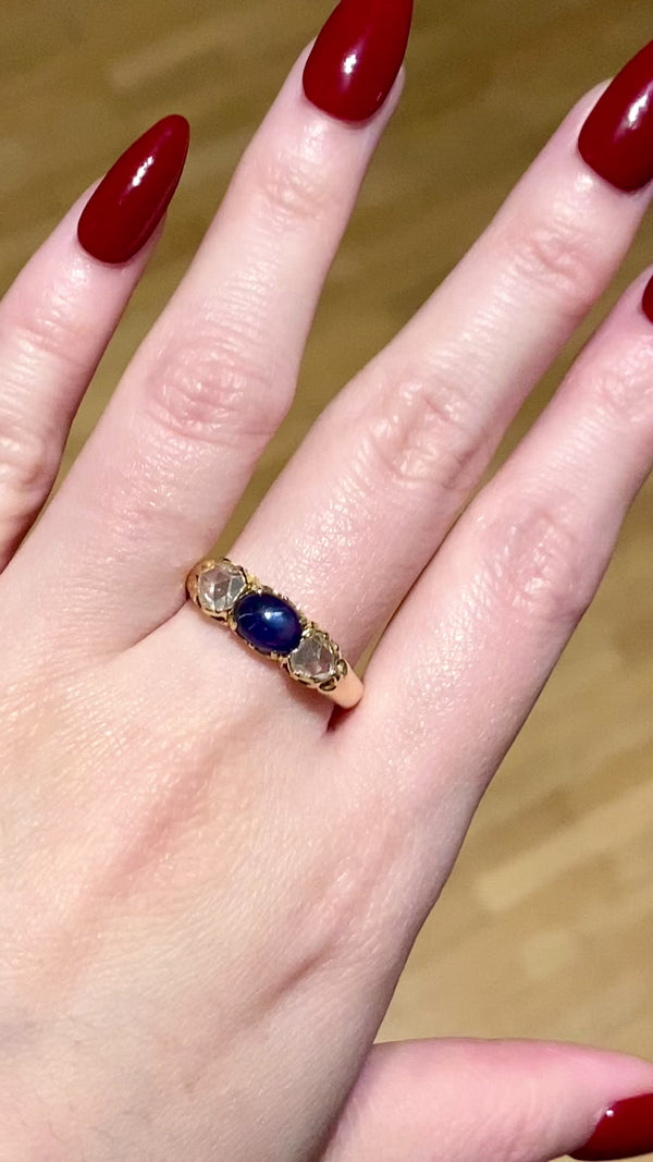 Sold on Layaway | 10K Victorian Diamond & Sapphire Three Stone Ring