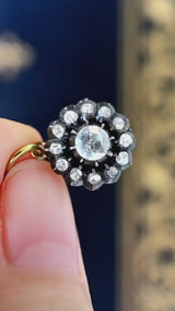 18K & Silver Victorian Diamond Collet Set Flower Cluster Pendant