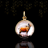 14K Victorian Essex Crystal Bighorn Sheep Pendant