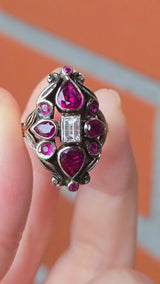 Sold on Layaway | 14K Art Deco Diamond & Ruby Navette Ring