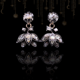Sold on Layaway | 14K & Silver Dutch Victorian Floral Leaf Diamond Collet Set Dangle Earrings