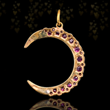 9K Vintage Diamond & Ruby Crescent Pendant c.1989