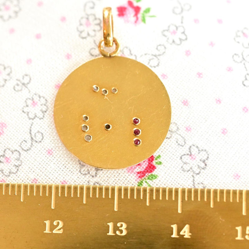 18K German Victorian Diamond & Ruby "13" Pendant