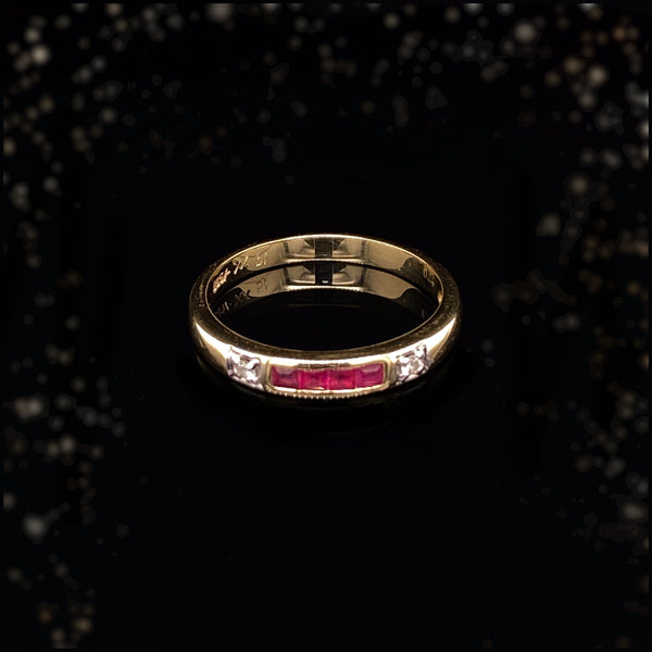 14K Vintage Diamond & Ruby Ring