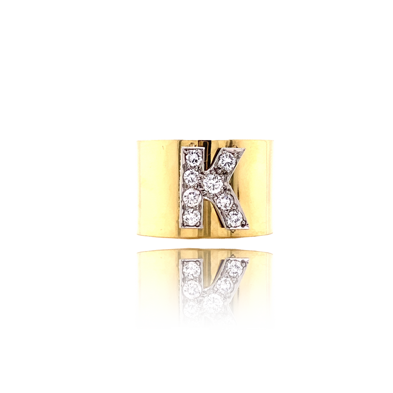 18K & Silver Victorian Diamond Initial K Ring