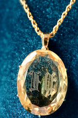 18K French Victorian Citrine Intaglio Monogram LP/PL Pendant