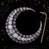 18K & Silver French Victorian Diamond Crescent Brooch-Pendant with Removable Pin
