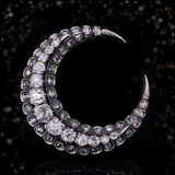 18K & Silver French Victorian Diamond Crescent Brooch-Pendant with Removable Pin