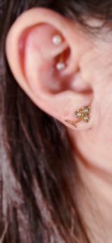 9K & 18K Victorian Pearl Leaf Earrings