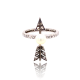 18K & Silver Victorian Diamond & Pearl Arrow Eternity Ring