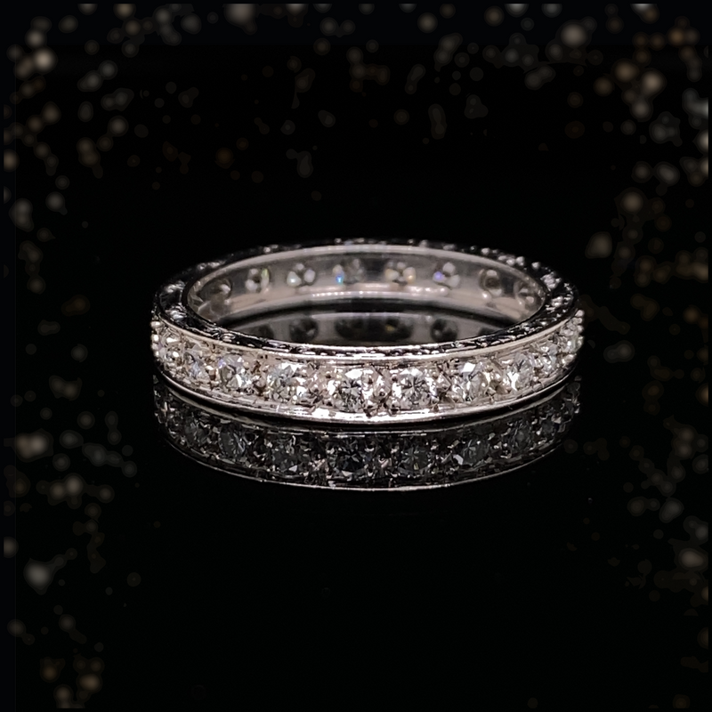 18K European Art Deco Diamond Eternity Ring