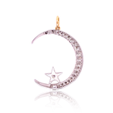 14K Edwardian/Art Deco Diamond Crescent Star Pendant