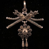 14K & Silver Belgian Georgian/Victorian Diamond Flemish Heart Pendant
