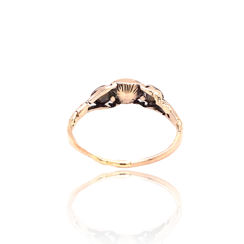 14K & Silver German Biedermeier/Historicism Diamond & Sapphire Ring
