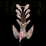 18K & Silver Victorian Diamond & Ruby Bird of Paradise Pendant