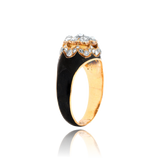 14K Victorian Diamond Cluster Enamel Ring