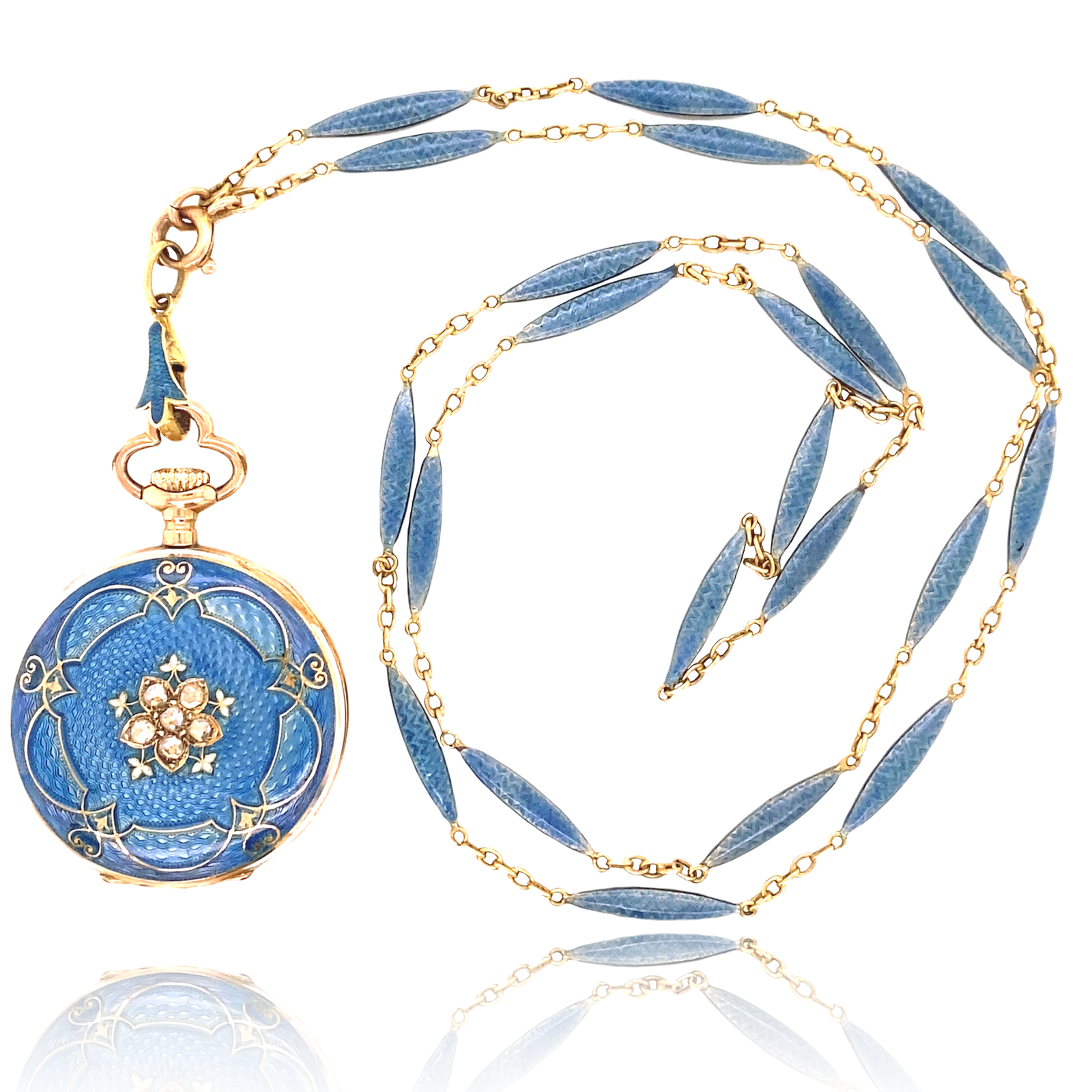 (916)VINTAGE RARE LADY AUREOLE 10 MICRON CONS SWISS WINDUP WTCH BLUE ENAMEL CUFF Vintage Blue Enamel Gold Buckle Band by Van Cleef & Arpels main image 3