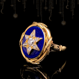 Sold on Layaway | 18K Italian Victorian Diamond Star & Blue Guilloche Enamel Ring