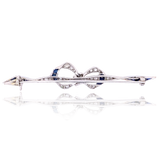 Platinum Art Deco Diamond & Sapphire Bow Brooch