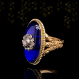 18K & Silver Georgian Diamond Bristol Blue Bague Au Firmament Ring