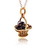 18K & Silver Victorian Diamond, Ruby & Pearl Rabbit Basket Pendant