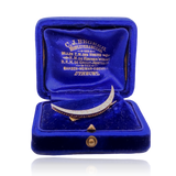 14K Dutch Edwardian CJ Begeer Diamond Crescent Brooch with Original Box c.1902
