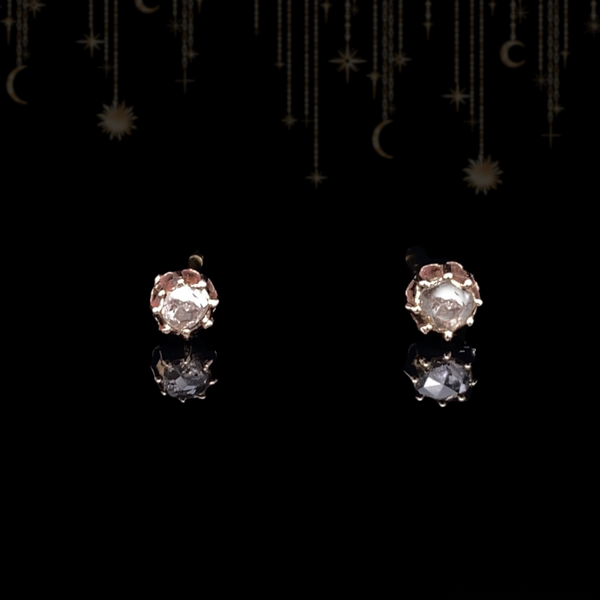 18K Georgian/Victorian Diamond Collet Set Stud Earrings