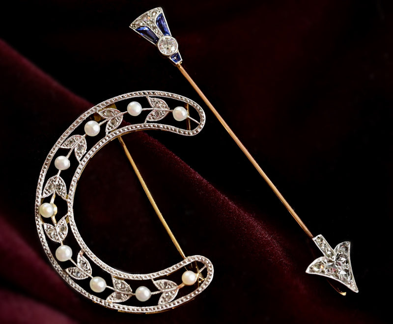 Art Deco Carved Sapphire Diamond Jabot Pin Brooch – TMW Jewels Co.