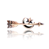 14K & Silver Victorian Diamond Crescent Star Arrow Brooch